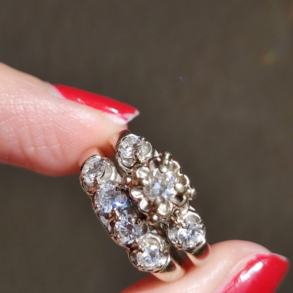 Vintage 14K Diamond Wedding Set - Picture 13 of 16